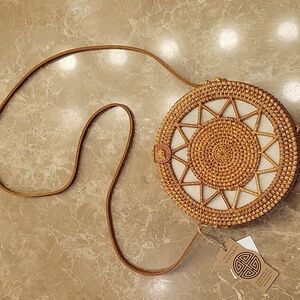 Bohemian Woven Tan Crossbody Bag